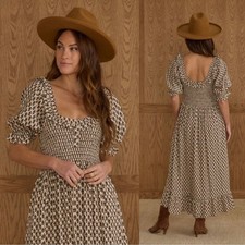 Rylee + Cru Lexi Smocked Maxi Linen Blend Ruffle Dress Harvest Floral XL NEW