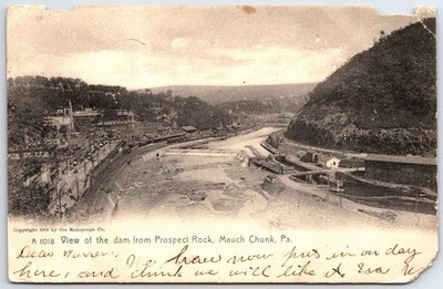 1908 Mauch Chunk PA Dam Prospect Rock Rotograph Postcard Posted