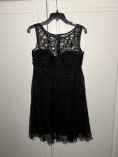 Vintage Y2K Dolce Jovani Black Silk Beaded Lace Cocktail Dress Womens Size 6