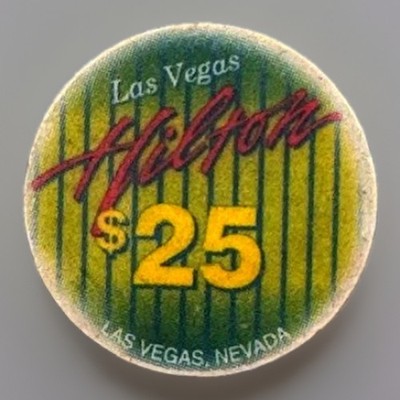 Las Vegas Hilton Casino Las Vegas Nevada $25 Chip 1994, Clean, Sought After Chip