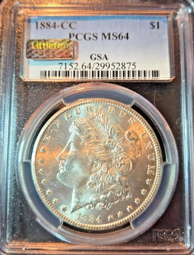 1884 CC Morgan Silver Dollar PCGS MS 64 GSA