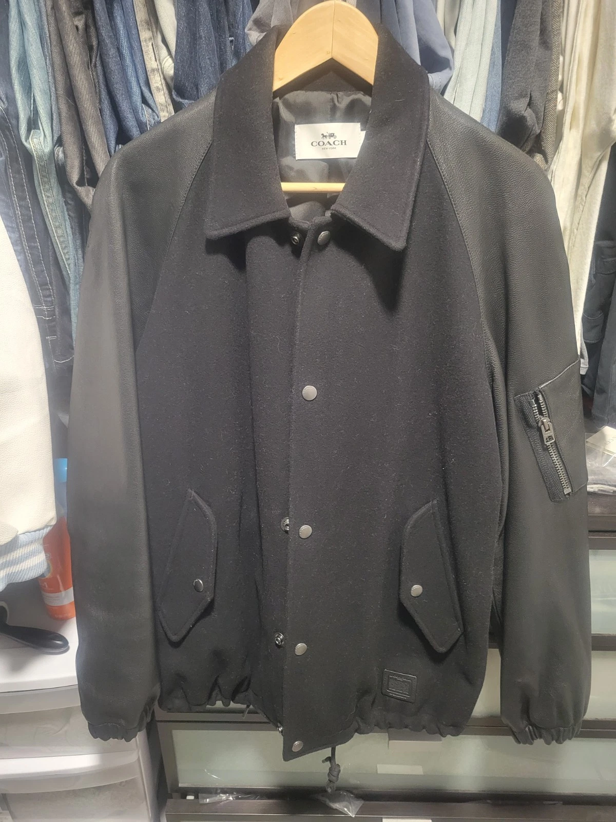 Giacca cappotto Coach in lana e pelle. L