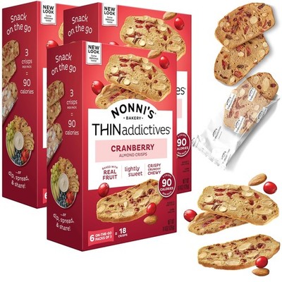 Nonni's THINaddictives Almond Thin Cookies 3 Boxes Cranberry Almond Biscotti