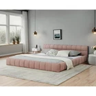California King Size Upholstered Bed Frame Chenille Fabric Grounded Platform Bed