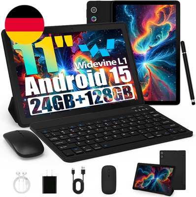 Tablet, Android Tablet 11 Zoll Mit 24GB RAM + 128GB ROM (1TB TF), Octa-Core, Wid