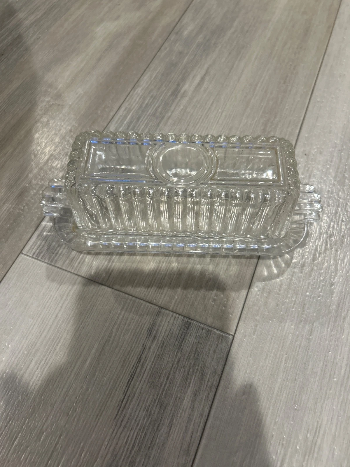 Vintage Hazel Atlas Art Deco Ribbed Full Stick Butter Dish