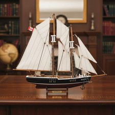 Modellino barca a vela Bluenose, piccola replica in legno con istruzioni di montaggio