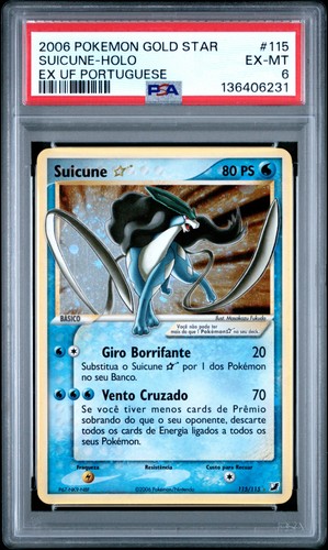 2006 POKEMON PORTUGUESE EX UNSEEN FORCES GOLD STAR #115 SUICUNE-HOLO PSA 6