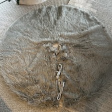 Gray Faux Fur Tree Skirt 50" Diameter Grey Lined Back Wondershop Target