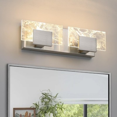 LED Bathroom Vanity Light: 16 Inch Brushed Nickel Acrylic Modern Lighting Fix...