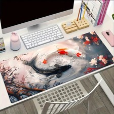 40 90cm Japanese Koi Fish and Cherry Blossom Mouse Pad Desk Mat-Non-Slip Rub