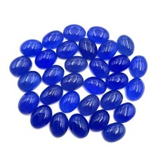 Natural Blue Chalcedony Oval Cabochon Loose Gemstone Lot 10 Pcs 12 16 MM 104 CT