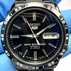 Vintage SEIKO 5 Automatic  Men's Watch 7S26 Japan 21 Jewels Black Dial Day-Date
