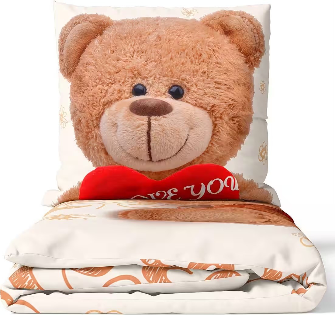 Флис Bettwäsche mit Teddy-Herzmotiv aus, 100% полиэстер, 135x200 см, цвет бежевый