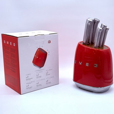 Smeg Knife Block Set 7pcs Stainless Steel Color Red New &ndash; Fast Shipping via DHL