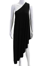 Norma Kamali Womens Basic Asymmetrical One Shoulder Sift Dress Black Size S