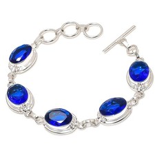 Blue Tanzanite Gemstone 925 Sterling Silver Jewelry Bracelet Size 7-8"