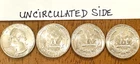 (4) WASHINGTON QUARTERS BU UNC ONE SIDE & OTHER SIDE TONED  (3) 1955 (1) 1958