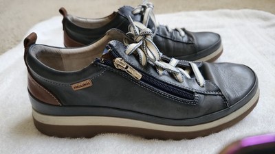Pikolinos Vigo Zip Up Lace Up Leather Oxford Sneakers in Ocean Size 40 EU