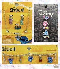 Disney Stitch Add A Charm Necklace, Charm Bracelet Adjustable Rings Set NWT
