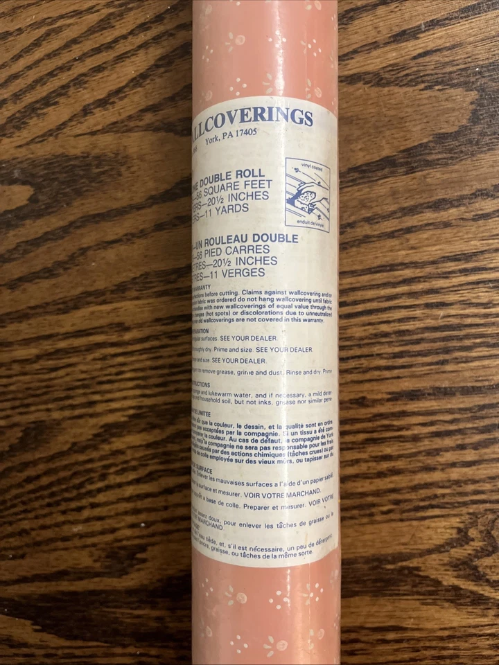 Vtg York Wallcovering 2 Double Roll Pink Peach Dots Wallpaper Nursery Girls NOS - Image 3 of 4