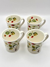 James Kent Old Foley Strawberry Design Porcelain Coffee Cups, set of 4