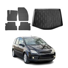 Fußmatten & Kofferraumwanne Set für Ford C-Max 2007-2010 Gummi TPE Schwarz 5x