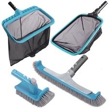 Deluxe Swimming Pool Cleaning Kit Including 2 Brush Heads, 2 Pool Skimmer Net...