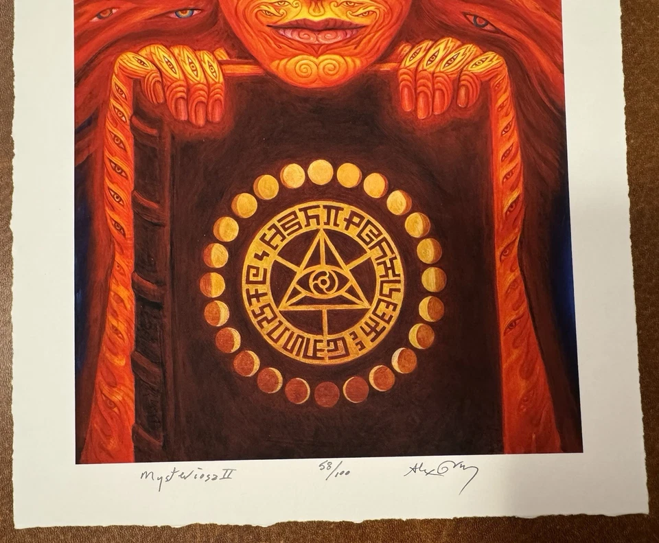 Póster Alex Grey impresión artística Mysteriosa II artista musa S/# de solo 100 con certificado de autenticidad raro Foto 4 de 4