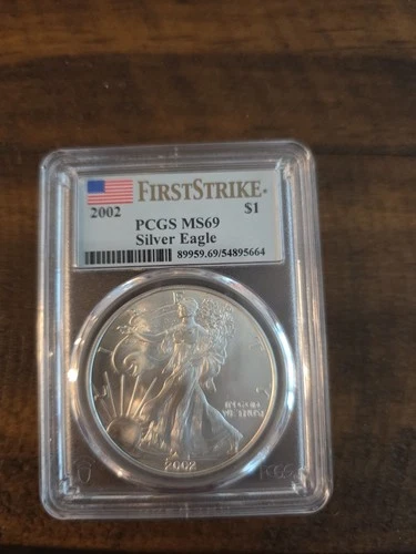 2002  American Silver Eagle ASE $1 PCGS MS69 FIRST STRIKE
