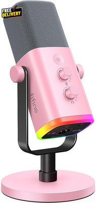 XLR/USB Gaming Microphone RGB w/ Headphone Jack Mute Streaming AM8 Pink