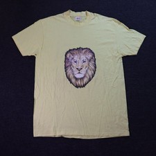 Vintage 80s Single Stitch Lion T Shirt Mens XL Yellow Stedman Made in USA Retro