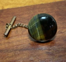 Vintage Stone Tie Tack With Chain