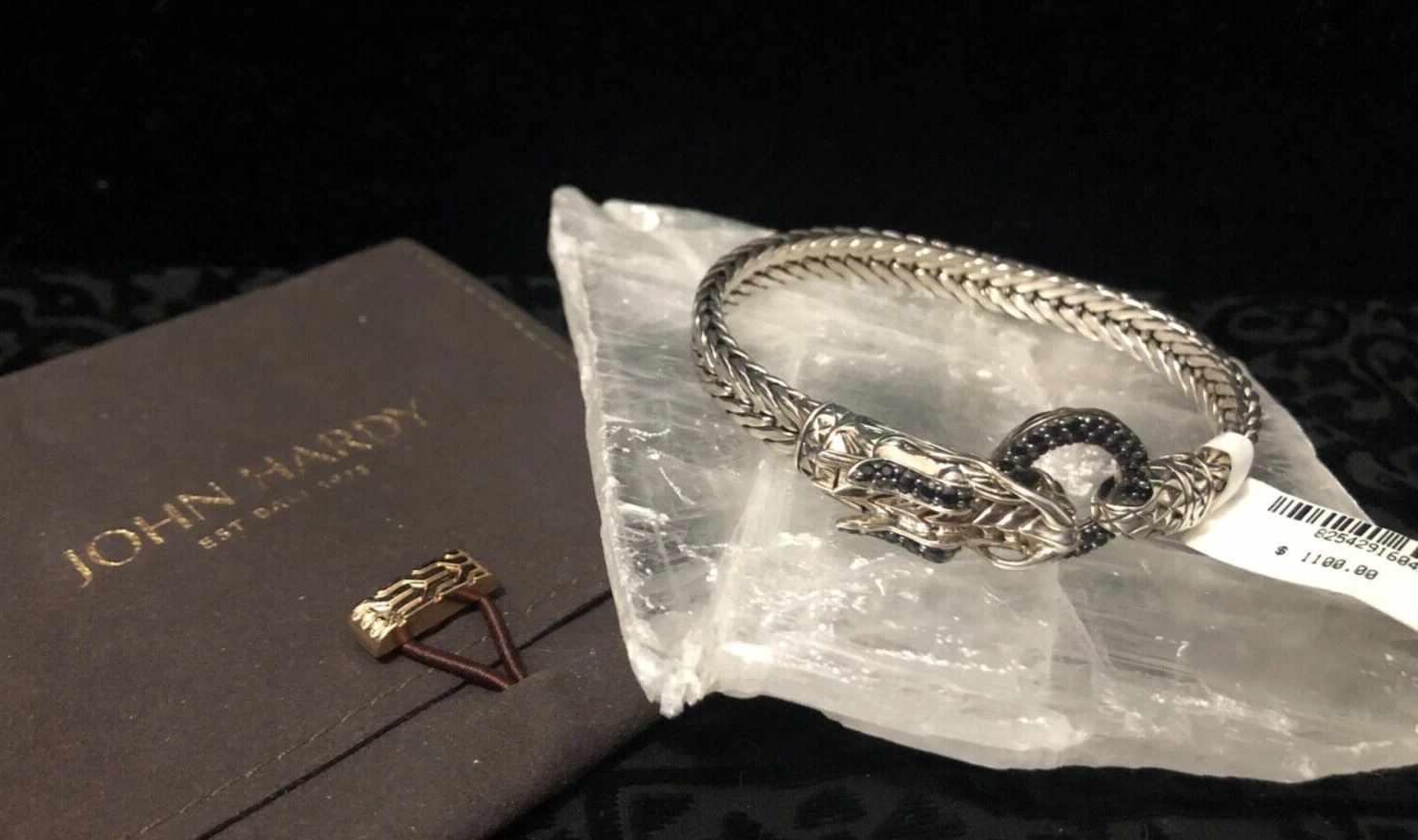 💕John Hardy Legends Naga Dragon Blk Sapphire Bracelet Sterling Size M-NWT!