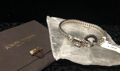 💕John Hardy Legends Naga Dragon Blk Sapphire Bracelet Sterling Size M - NWT!