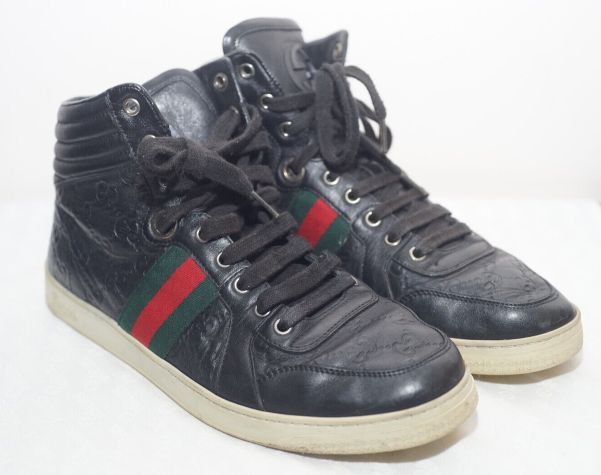 GUCCI MEN Web Dapper black sneaker GG monogram embossed SIZE  display picture 1