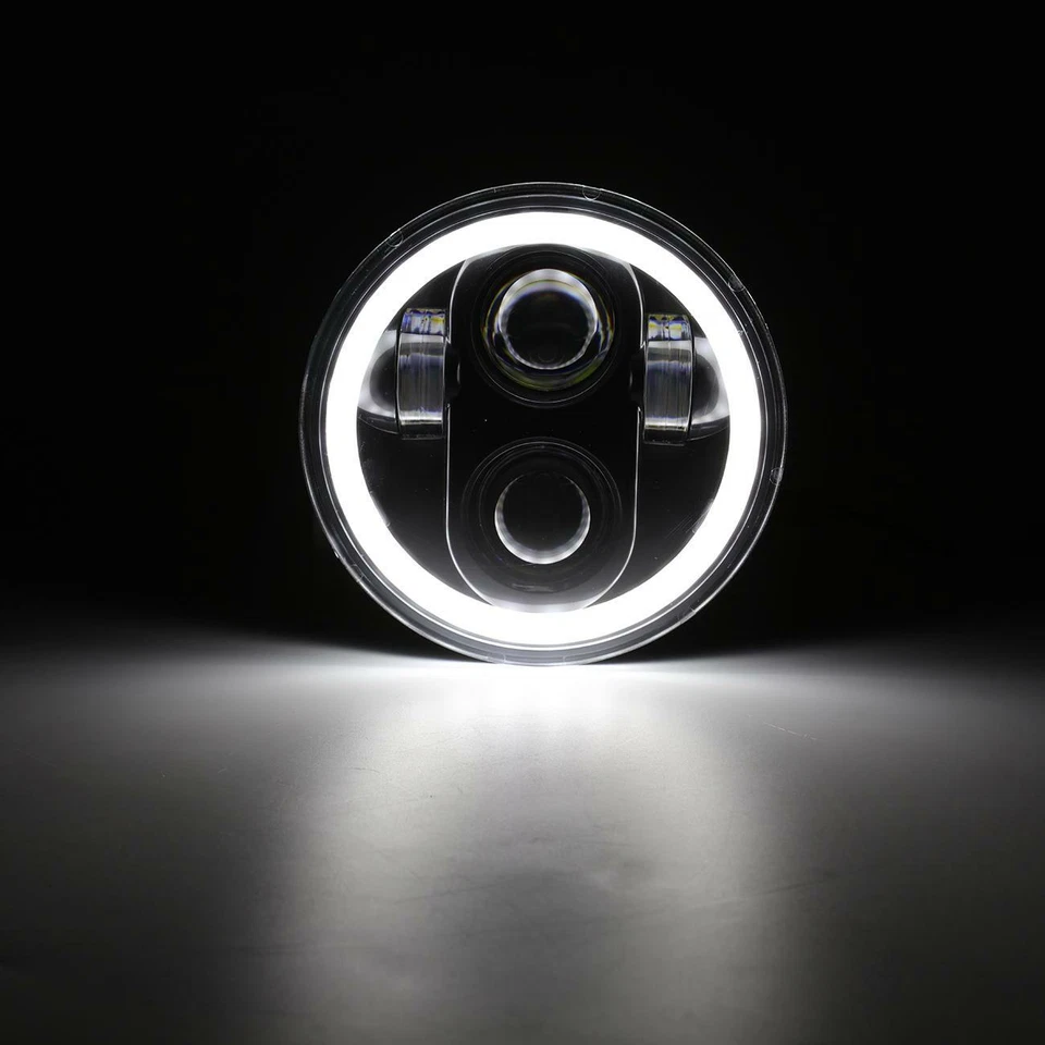 DOT 7"inch LED Headlight DRL Angel Eye for Harley Ducati Honda Yamaha Motorcycle - Image 4 of 4