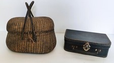 Paniere Vimini + Valigia Vintage Accessori Bambola Giovane Bambina Giocattolo