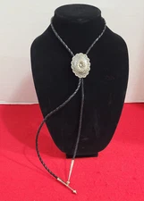 Navajo Marcella James  sterling stamped bolo tie