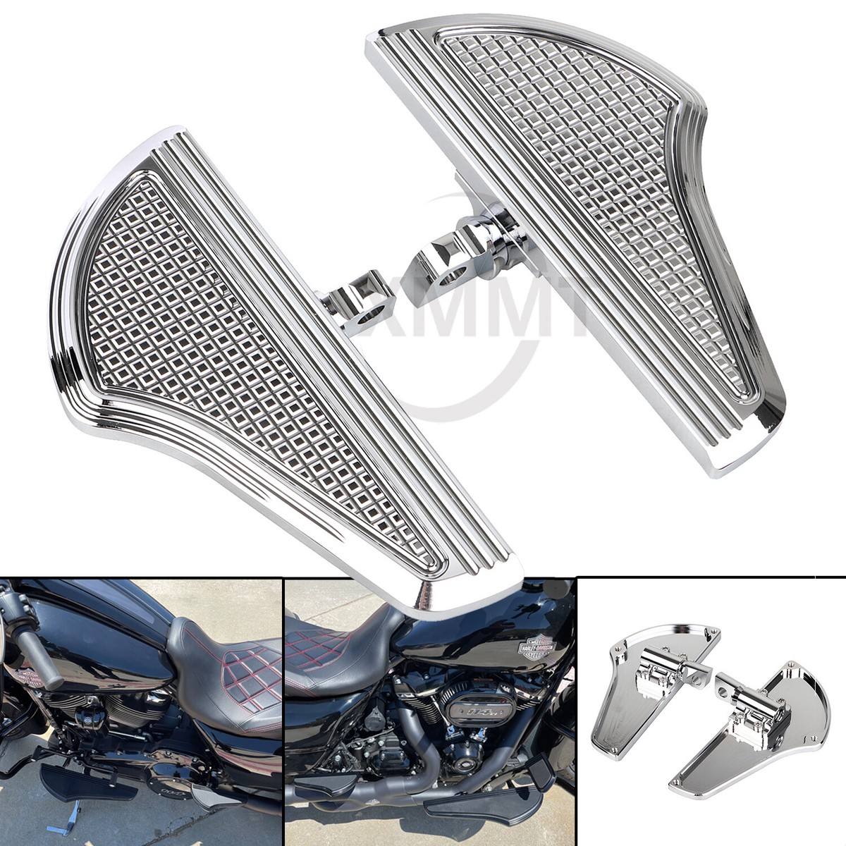 Chrome CNC Rear Passenger Floorboards For Harley Heritage Softail