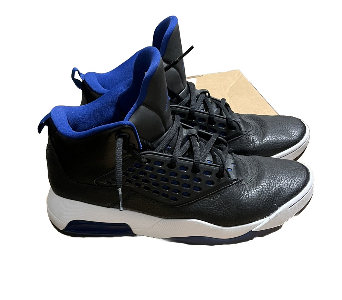 Nike Airco Jumpman Tennis Shoes, Black with Blue Jordan Logo, Size