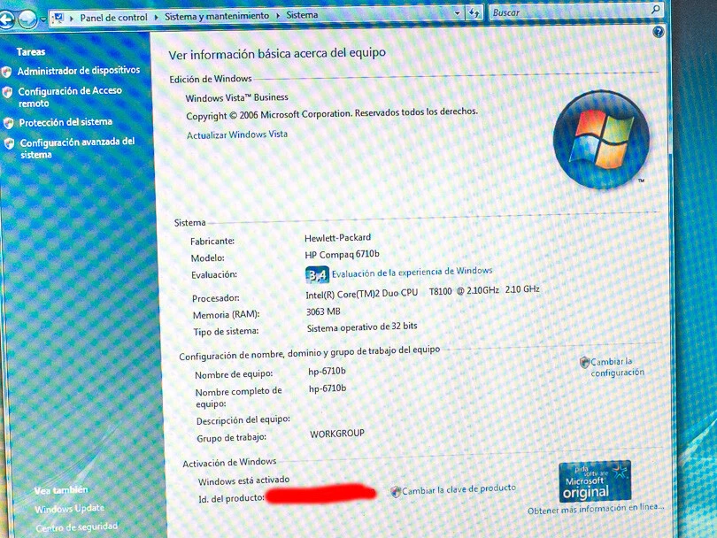 HP Compaq 6710b Core 2 Duo T8100 2.1Ghz - 4GB - 400GB SSD - Imagen 2 de 4