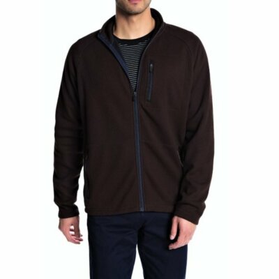 $128 Tailor Vintage, Waffle Bonded Fleece Full Zip Jacket , Coffee Brown, XXL