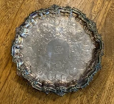 Antique Salver  Sheffield Tray by Waterhouse, Hodson with Cat Crest