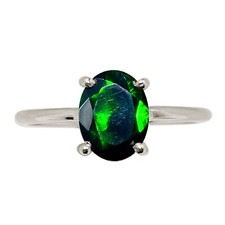 Natural Faceted Chalama Black Opal 925 Silver Ring Jewelry s.7 ALLR-30916