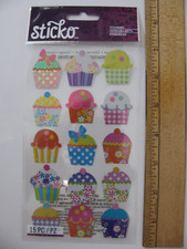 Sticko Stickers ELECTRIC CUPCAKES Prismatic 15 Pieces NIP