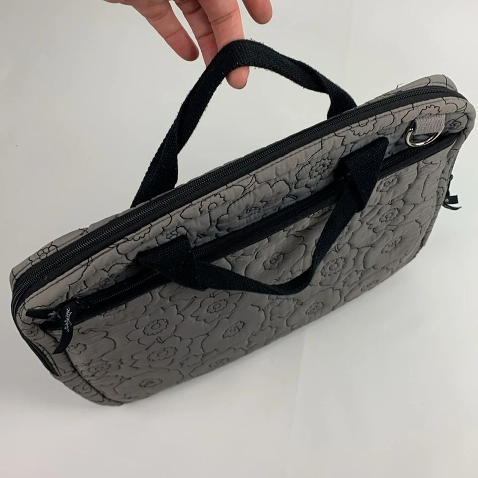 Thirty One Laptop Tablet Bolsa Estuche Bolso de Viaje Acolchado Gris Negro Bolsillos con Cremallera Foto 3 de 4
