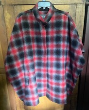 Eddie Bauer Wool Blend Cape Red Black Plaid Large