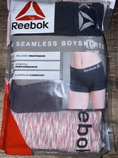 Reebok  Womens Boyshort Underwear Panties Nylon Blend 4-Pair E  L