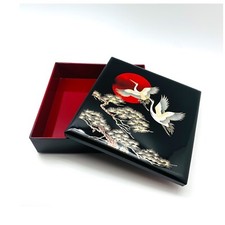 Japanese Bento Box Tiered Sun Crane Spring Serving with lid Plate Dish Gift